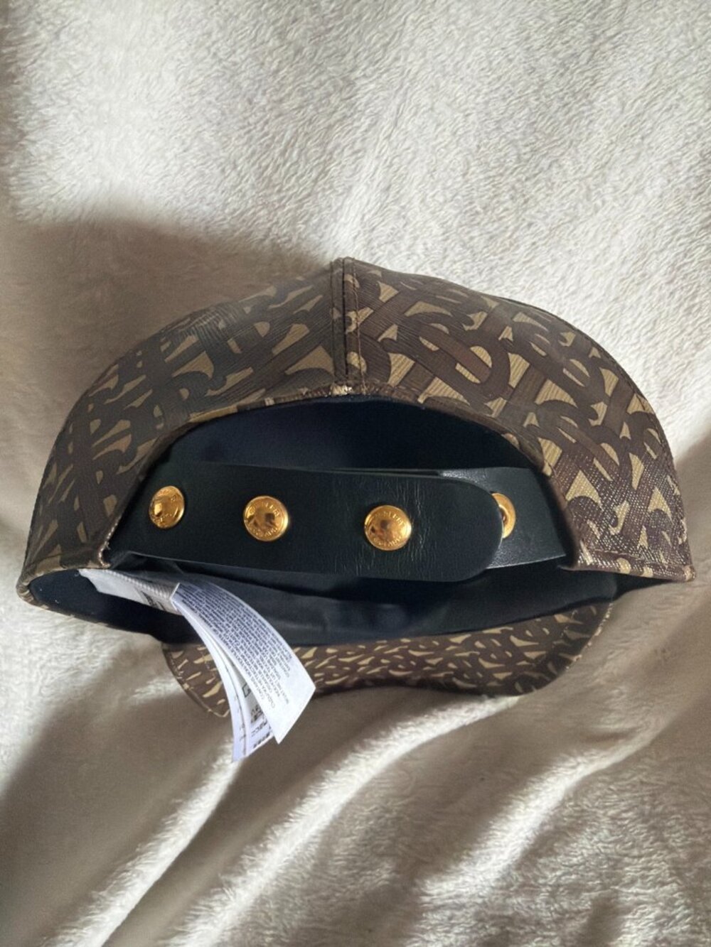 Burberry TB Monogram Baseball Cap Brown Snapback Size M